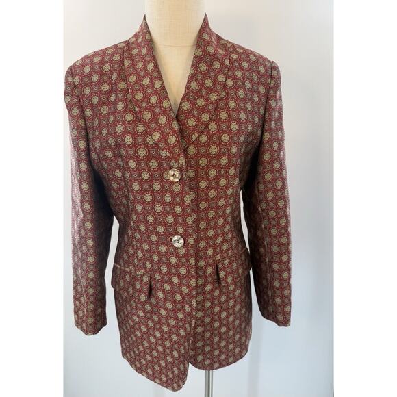 The Limited Collection Red Brown Size Med Button Long Sleeve Lined Blazer Work - Picture 5 of 5